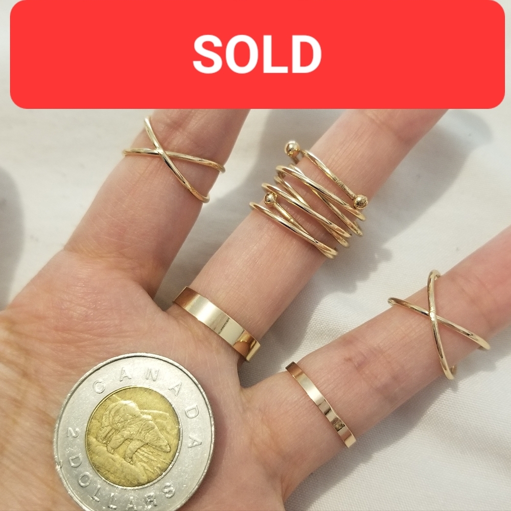 5 Gold Rings Set - Picture 1 of 3